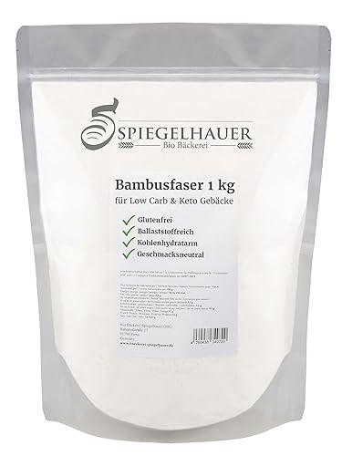 Bäckerei Spiegelhauer Bambusfaser 1 kg - Bambusmehl Keto lower carb Mehl zum Backen Bestäuben Bemehlen und Ausrollen - frei von Kohlenhydraten von Bäckerei Spiegelhauer