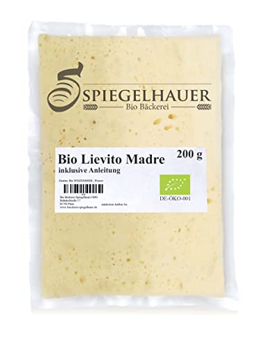 Bäckerei Spiegelhauer Bio Lievito Madre 200 g frischer Bio Weizen-Sauerteig I Backen ohne Hefe I Anstellgut triebstark für Brot, Brötchen, Pizza, Ciabatta I ohne Glas von Bäckerei Spiegelhauer