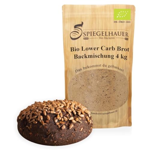 Bäckerei Spiegelhauer LOWER-CARB-BROTBACKMISCHUNG 4 kg Vorteilspackung Eiweißbrot aus glutenfreien Rohstoffen vegan mehlfreies Brot I Backmischung ohne Hefe von Bäckerei Spiegelhauer