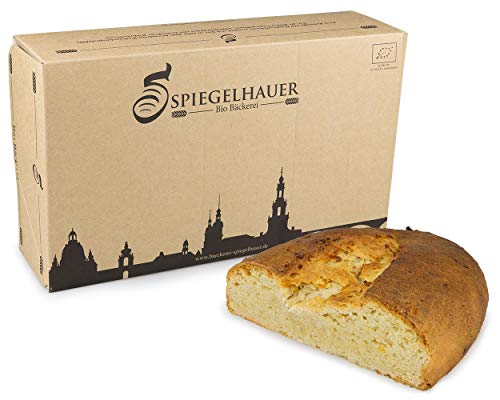 Bio Mandelstollen 0,9 kg - Christstollen ohne Rosinen ungezuckert im Geschenkkarton von Bäckerei Spiegelhauer