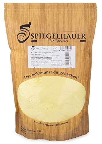 Bio Süßlupinenmehl – enthält 39% Lupinenprotein – gemahlene Lupinensamen als ideale vegane Eiweißquelle – Inhalt: 1 Kilogramm Lupinenmehl von Bäckerei Spiegelhauer