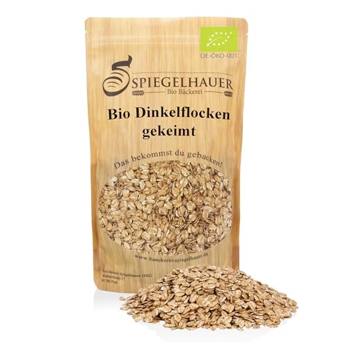 Bäckerei Spiegelhauer Bio gekeimte Dinkelflocken 1 kg I Flocken Dinkel gekeimt Müsli Keimlinge Dinkel basisch vegan von Bäckerei Spiegelhauer