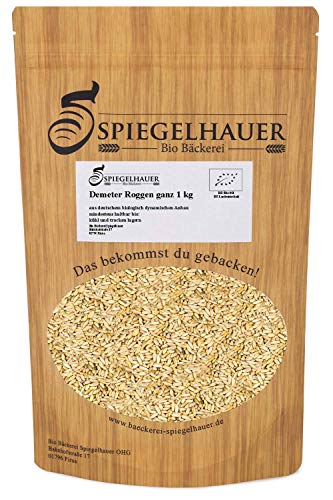 Demeter Bio Roggenkörner 1 kg keimfähig unbehandelt zum selber vermahlen oder zur Sprossenzucht von Bäckerei Spiegelhauer