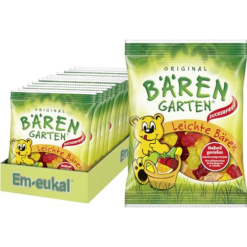 Bärengarten Leichte Bären zuckerfrei 2.100g – Gummibärchen ohne Zucker – gluten- & laktosefrei – mit natürlichen Aromen – in den Varianten Orange, Erdbeere, Birne, Zitrone, Kirsche & Apfel - (14x150g) von Bärengarten