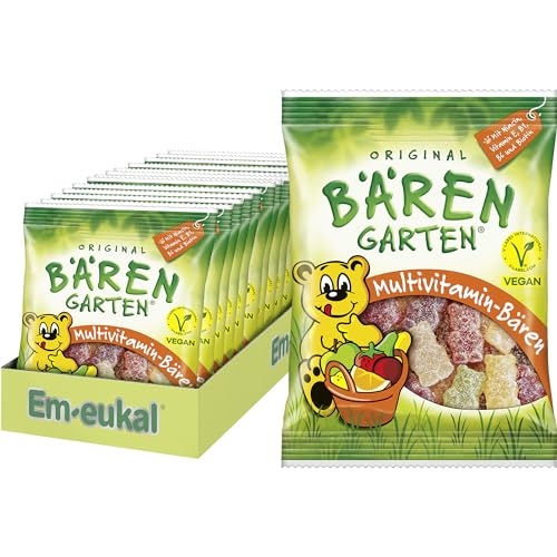 Bärengarten Vegane Multivitamin-Bären 1.750g – Gummibärchen mit natürlichen Aromen – mit Niacin, Vitamin E, B1, B6 & Biotin – ohne tierische Galantine - gluten- & laktosefrei - mit V-Label - (14x125g) von Bärengarten