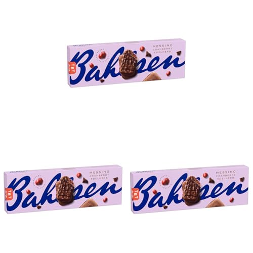 Bahlsen Messino Cranberry - 3er Pack - Luftiges Gebäck mit Cranberryfüllung und edelherber Schokolade (1 x 125g) von Bahlsen