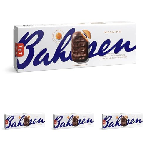 Bahlsen Messino Edelherb - 4er Pack - Luftiges Gebäck mit Orangenfüllung und edelherber Schokolade (1 x 125 g) von Bahlsen