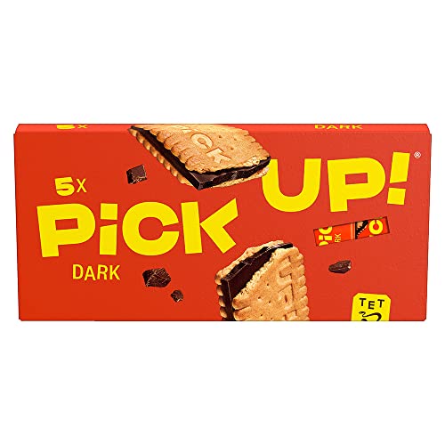 PiCK UP! Dark, Keksriegel mit knackig dunkler Schokoladentafel zwischen zwei knusprigen Keksen, der Snack für unterwegs, 5er Multipack, 5 x 28 g von Bahlsen