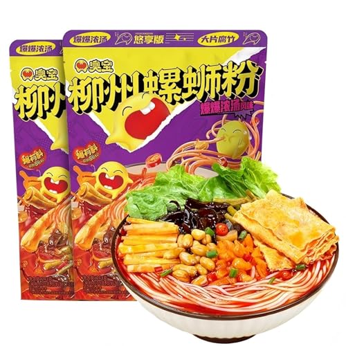 BaiLiSnacky Luosifen. Instant-Reisnudeln. Authentische Spezialität. Liuzhou-Luosifen. Praktisches und verzehrfertiges Luosifen. Chinesische Snacks. Taschen. 350 g/Beutel. (2 Packungen.) von BaiLiSnacky