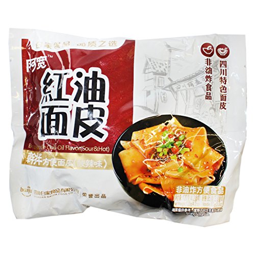 Baijia Sichuan breite Instantnudeln mit Chiliöl Geschmack (sauer scharf) 120g von Baijia