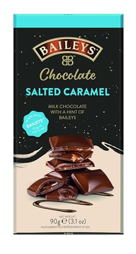 Baileys Chocolate Salted Caramel Bar | 1 x 90 g | zartschmelzende Schokoladentafel | gefüllt mit Baileys Likör und gesalzenem Karamell von Baileys