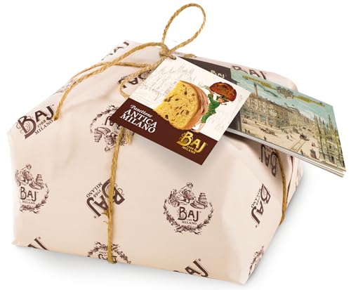 BAJ 1768 - Panettone Antica Milano 5 kg - Panettone für große Veranstaltungen bis zu 50 Personen - Klassisches Mailänder Rezept mit Rosinen und Kandierten - Handgewickelt mit historischem Heft von Baj