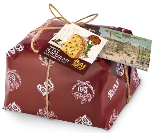 BAJ 1768 – Panettone Baj mit den drei Schokoladen (Al Milch, Fondant und Weiß) – verpackt mit historischem Heft von Baj