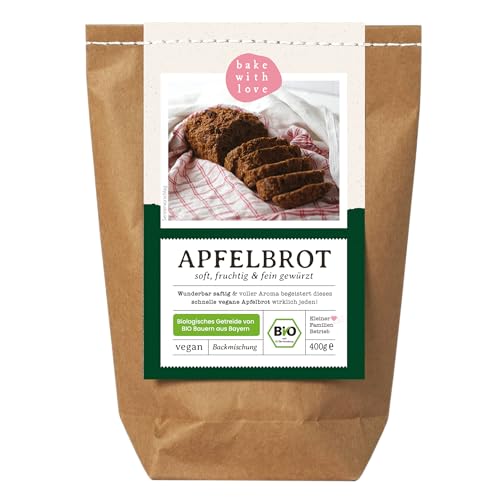 Bio Apfelbrot Backmischung - veganes Brot selber backen - Früchtebrot süßes Brot Gebäck - Weihnachtsgebäck vegan - Bake with Love - (1er Pack) von Bake with Love