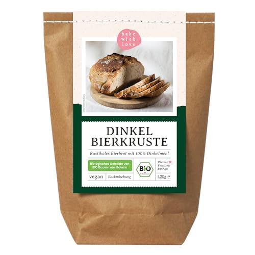 Bio Dinkel Bierbrot Brotbackmischung | 100% Dinkelmehl aus Bayern | Bier Brot Backmischung auch für Brotbackautomat - Bake with Love (1er Pack) von Bake with Love