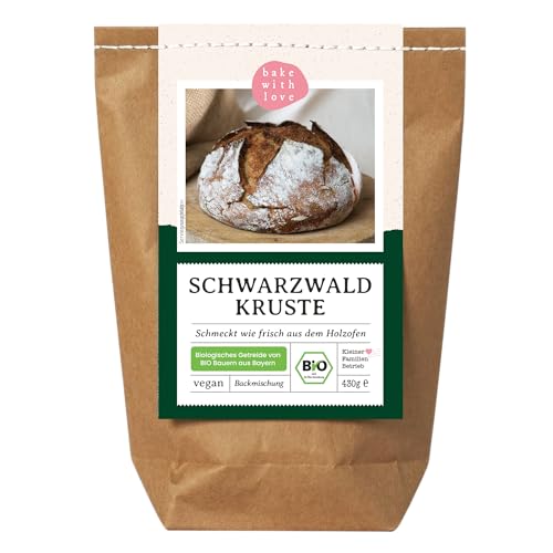 Bio Schwarzwald Kruste Brotbackmischung | wie frisch aus dem Holzofen | Perfekt zum Brot Backen auch für Brotbackautomat - Bake with Love (1er Pack) von Bake with Love