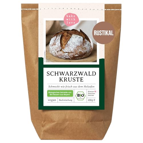 Bio Schwarzwald Kruste Brotbackmischung | wie frisch aus dem Holzofen | Perfekt zum Brot Backen auch für Brotbackautomat - Bake with Love (1er Pack) von Bake with Love