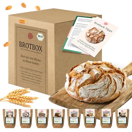 Bio Brot Probierbox Starterset mit 8 Brotbackmischungen - Geschenk zum Einzug - Brot zum Selberbacken - Brotbackautomat geeignet - Bake with Love von Bake with Love