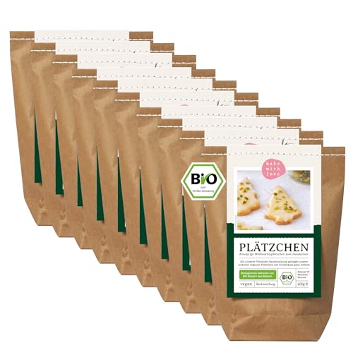 Plätzchen Bio Backmischung | Weihnachtsplätzchen Kekse mit Zuckerguss zum Ausstechen | veganes Weihnachtsgebäck (10er Pack) von Bake with Love