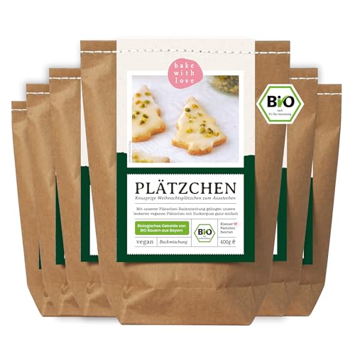 Plätzchen Bio Backmischung | Weihnachtsplätzchen Kekse mit Zuckerguss zum Ausstechen | veganes Weihnachtsgebäck (6er Pack) von Bake with Love