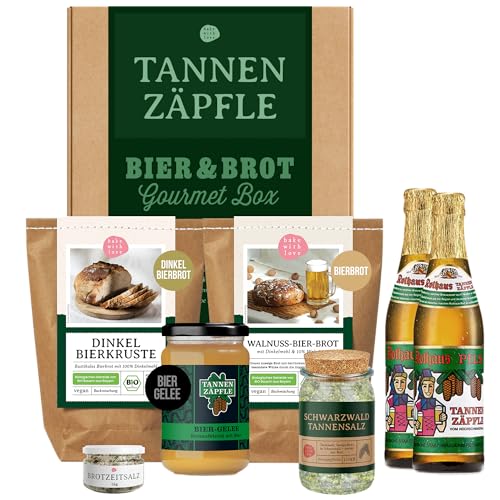 Tannenzäpfle Bier & Brot Gourmet Box für Männer - Männergeschenk mit Bier und Bio Brotbackmischungen - Geschenkset für Männer aus dem Schwarzwald | Biergeschenk für Männer - Bake with Love von Bake with Love