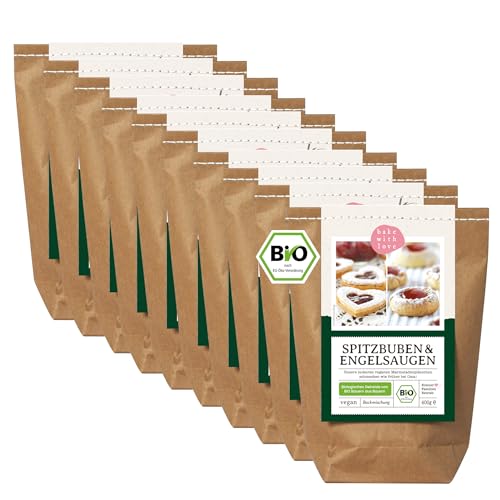 Weihnachtsplätzchen Spitzbuben Engelsaugen Bio Backmischung | Husarenkrapfen Plätzchen mit Marmelade vegan | Bio-Mehl aus Deutschland (10er Pack) von Bake with Love