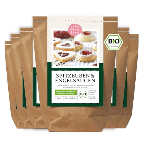 Weihnachtsplätzchen Spitzbuben Engelsaugen Bio Backmischung | Husarenkrapfen Plätzchen mit Marmelade vegan | Bio-Mehl aus Deutschland (6er Pack) von Bake with Love