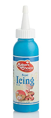 Blaue Keksglasur – gebrauchsfertiger Zuckerguss für Kekse – Dekorieren von Zuckerguss-Quetschflaschen mit Spritzrohr für Kekse, Kuchen, Cupcakes und Leckereien – 105 ml – Baker's Choice von Baker's Choice