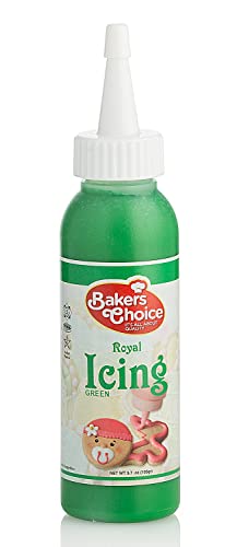 Grüne Keksglasur – gebrauchsfertiger Zuckerguss für Kekse – Dekorieren von Zuckerguss Quetschflaschen mit Spritzrohr für Kekse, Kuchen, Cupcakes und Leckereien – 105 ml – Baker's Choice von Baker's Choice