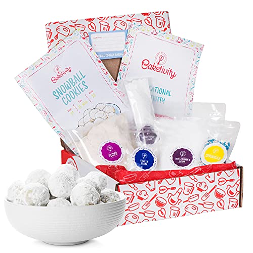 Baketivity Kinder-Backset, Mahlzeiten-Koch-Party-Set für Teenager, echter Spaß, kleiner Junior-Koch, Essentieller Küchenunterricht, inklusive vorgemessenen Zutaten (Baketivity Kit, Schneeball) von Baketivity