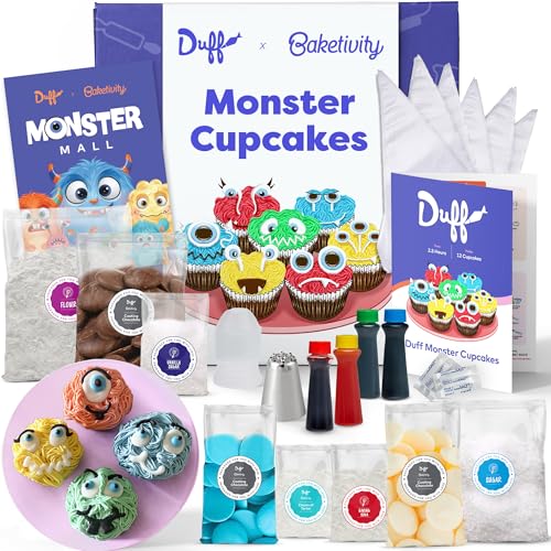 Duff Monster Cupcakes Backset – Duff Goldman x Baketivity Kits für Kinder, Jugendliche und Erwachsene mit vorgemessenen Zutaten und kinderfreundlichen Anweisungen – DIY Cupcake Mix Backset – Familienaktivitätsgeschenk von Baketivity