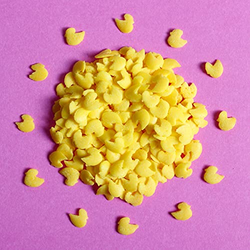 Gelbe Enten Naturkupfer-Sprinkles geeignet für Veganer Gluten Dairy Free Yellow Backen Animal Bird Party Dekorationen Cupcakes (100gr) von Baking Time Club