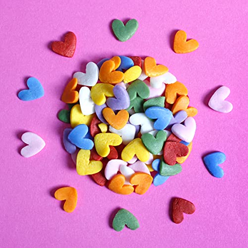 Rainbow Jumbo Konfetti Love Hearts Mix Streusel, geeignet für Veganer, glutenfrei, blau, grün, orange, gelb, rosa, große Herzen (100 g) von Baking Time Club