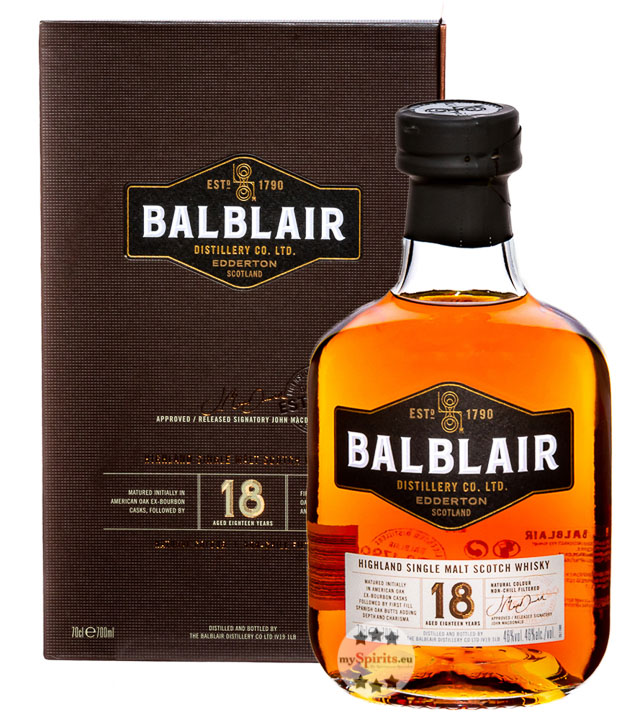 Balblair 18 Jahre Highland Single Malt Whisky (46 % Vol., 0,7 Liter) von Balblair Distillery