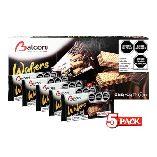 6x Balconi Wafers Fondente Waffeln mit Dunkler Schokolade Gefüllte Multipack ( 5 x 45g ) 225g von Balconi