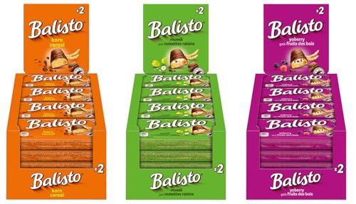 Balisto Riegel Mix - Müsli, Korn & Yoberry - 3x 20x37g Schokoriegel Schokolade Snack von Balisto