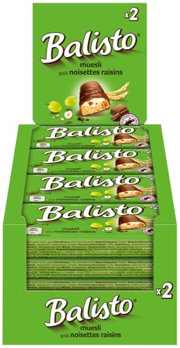 Balisto Riegel Müsli 20x 37g Schokoriegel Schokolade Keks mit Vollkorn Rosinen Milchschokolade Snack von Balisto