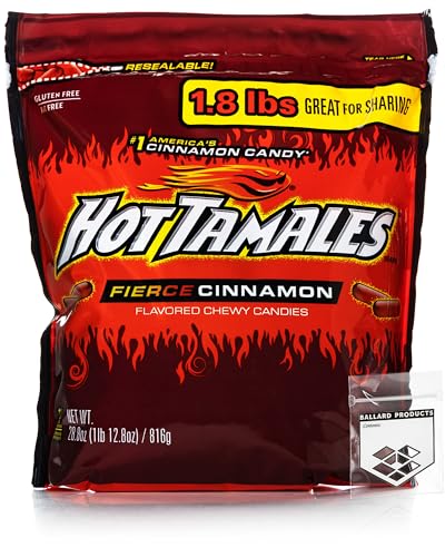 Hot Tamales Cinnamon Chewy Candy, Packung mit 1 Big Bag – je 0,8 kg – Großpackung Süßigkeitenbündel würziger Zimtbonbons – Bündel mit Ballard Products wiederverschließbarem Beutel von Ballard Products