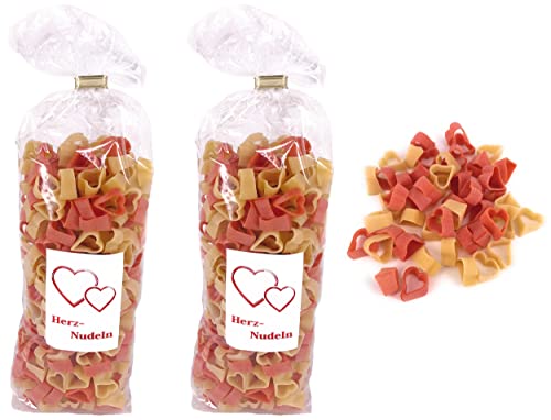 Balna Herz Nudeln Herznudeln Herzform, 2 x 250g Herzpasta Herzmotiv Pasta Hochzeit Hochzeitsnudeln Geschenk von Balna