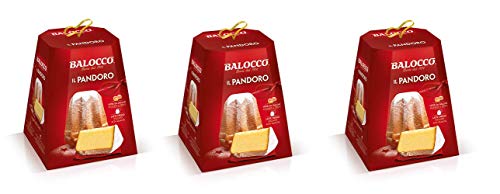 3x Balocco Il Pandoro weicher und zarter Weihnachts kuchen mit Puderzucker 750g Natürlich gesäuertes gebackenes Süßwarenprodukt von Balocco