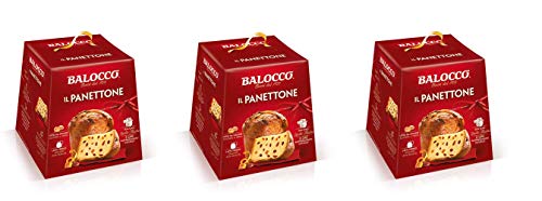 3x Balocco Il Panettone Weihnachts kuchen mit Rosinen und kandierten Früchten 750g Natürlich gesäuertes gebackenes Süßwarenprodukt von Balocco