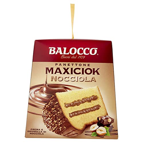 3x Balocco Panettone Maxiciok Nocciola con crema alla nocciola Weihnachtssüßigkeiten mit mit Haselnusscreme 800g von Balocco