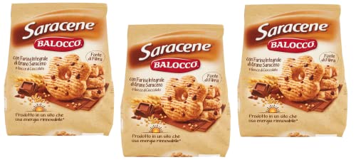 3x Balocco Saracene Biscotti con grano saraceno e gocce di cioccolato Kekse mit Buchweizen und Schokoladenstückchen biscuits cookies 100% Italienische Kekse 700g von Balocco