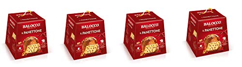 4x Balocco Il Panettone Weihnachts kuchen mit Rosinen und kandierten Früchten 750g Natürlich gesäuertes gebackenes Süßwarenprodukt von Balocco