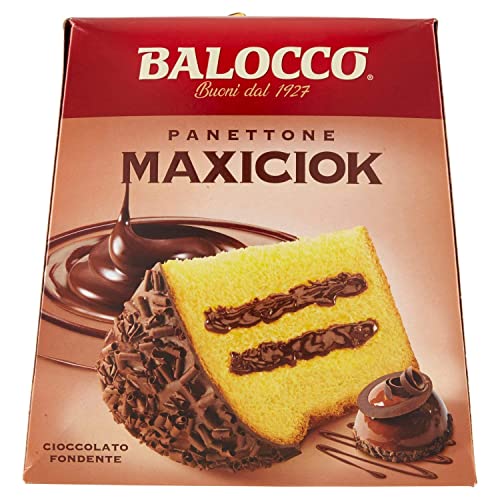 4x Balocco Panettone Maxiciok con cioccolato fondente Weihnachtssüßigkeiten mit dunkler Schokolade 800g von Balocco