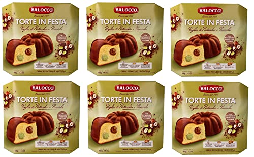 6x Balocco Torte in Festa Voglia di Pistacchio e Nocciola Kuchen gefüllt mit köstlicher Pistazien- und Haselnusscreme 400g von Balocco