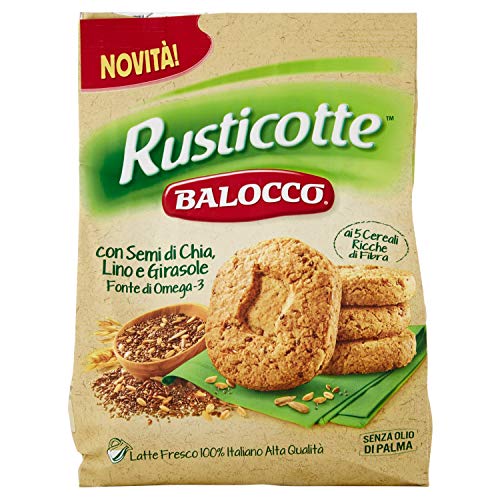 Balocco Rusticotte Biscotti Integrali ai 5 cereali Vollkornkekse mit 5 Müsli mit Chiasamen, Leinsamen und Sonnenblumenkernen biscuits cookies 100% Italienische Kekse 700g von Balocco