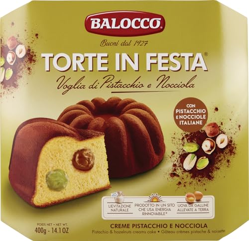 Balocco Torte in Festa Voglia di Pistacchio e Nocciola Kuchen gefüllt mit köstlicher Pistazien- und Haselnusscreme 400g von Balocco