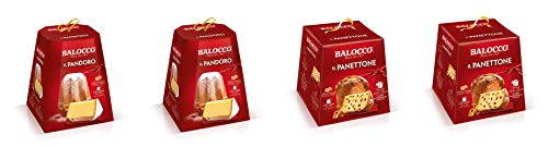 Testpaket Balocco Panettone mit Rosinen und kandierten Früchten - Pandoro weicher und zarter mit Puderzucker ( 4 x 750g ) Weihnachts kuchen von Balocco