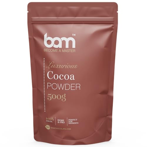 BAM Luxuriöses Kakaopulver, 100% Back-Kakao, intensive Cocoa Powder Farbe für Brot und Desserts (Alkalisierter rot-brauner Kakao, 500 g) von BAM